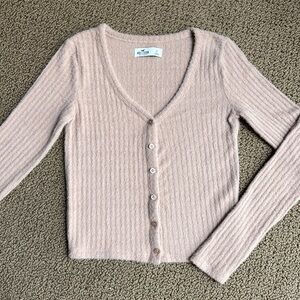Hollister Fuzzy Button Down Cropped Cardigan